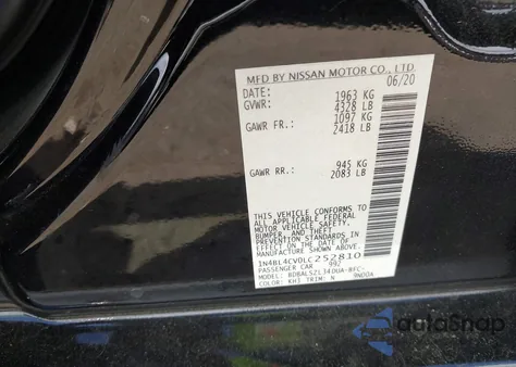 2020 Nissan Altima Sr Fwd из США, поврежденный, VIN 1N4BL4CV0LC252810